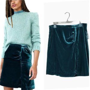 Anthropologie Montie Velvet Mini Skirt Emerald Green NWT